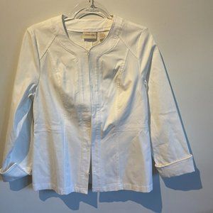 Chicos Pleated Tailored White Jacket Blazer Size 0